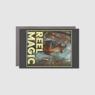 Whimsical Fishing Wizard Car Magnet