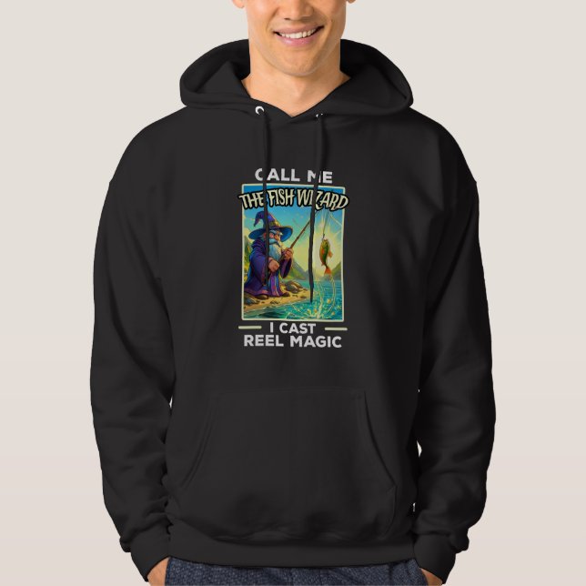 Whimsical Fishing Wizard Hoodie (Front)