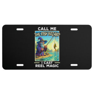 Whimsical Fishing Wizard License Plate