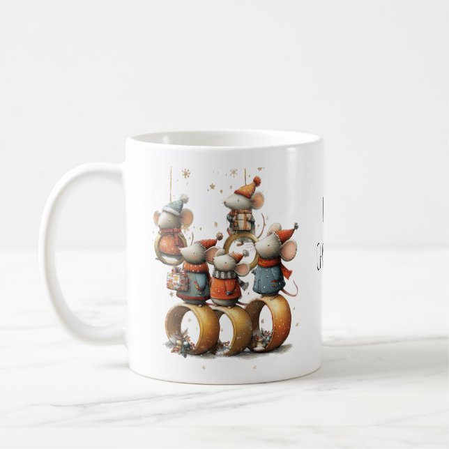 Whimsical Five Gold Rings 12 Days Christmas 11oz Coffee Mug (Left)