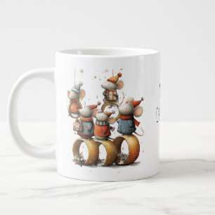 Whimsical Five Gold Rings 12 Days of Christmas Giant Coffee Mug
