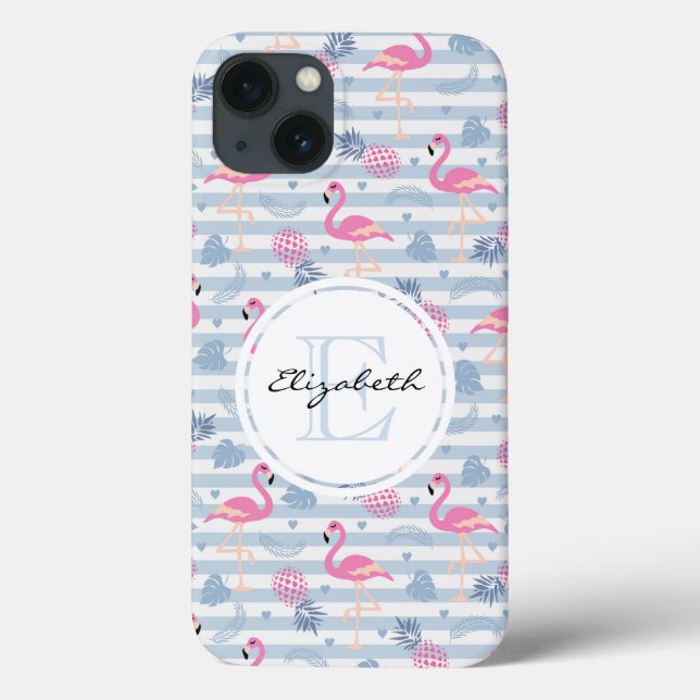 Whimsical Flamingo & Pineapple Pattern Case-Mate iPhone Case (Back)