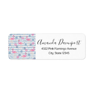 Whimsical Flamingo & Pineapple Pattern Label