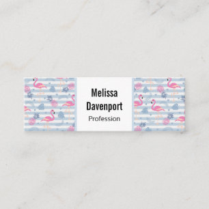 Whimsical Flamingo & Pineapple Pattern Mini Business Card
