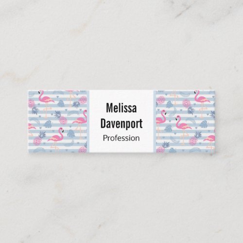 Whimsical Flamingo  Pineapple Pattern Mini Business Card