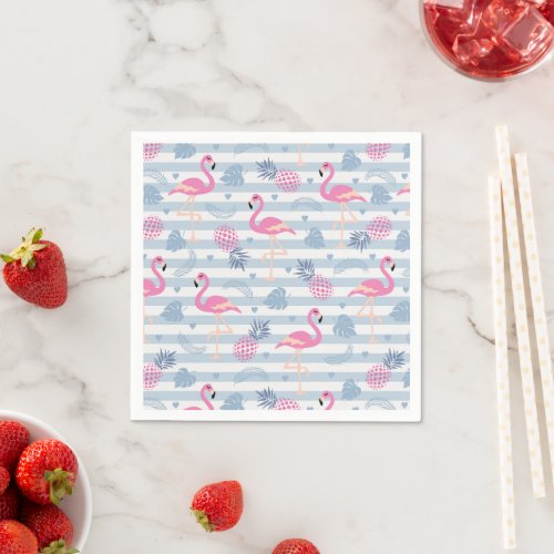  Whimsical Flamingo  Pineapple Pattern Napkins