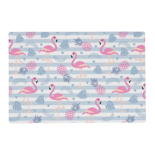 Whimsical Flamingo  Pineapple Pattern Placemat