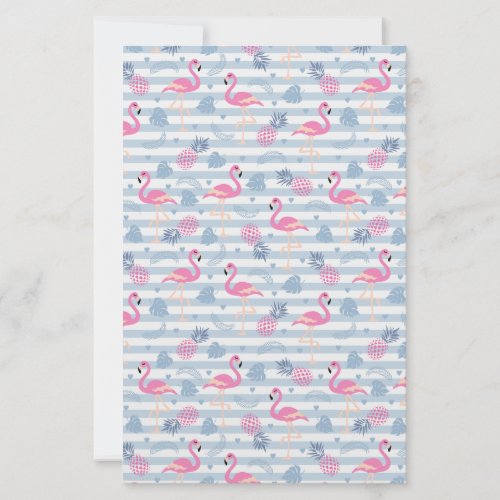 Whimsical Flamingo  Pineapple Pattern Stationery