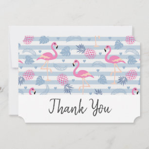 Whimsical Flamingo & Pineapple Pattern Thank You Card