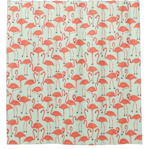 Whimsical Flamingo   Tropical Bathroom Coral Shower Curtain
