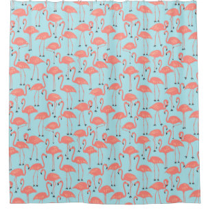 Whimsical Flamingo   Tropical Bathroom Retro Miami Shower Curtain