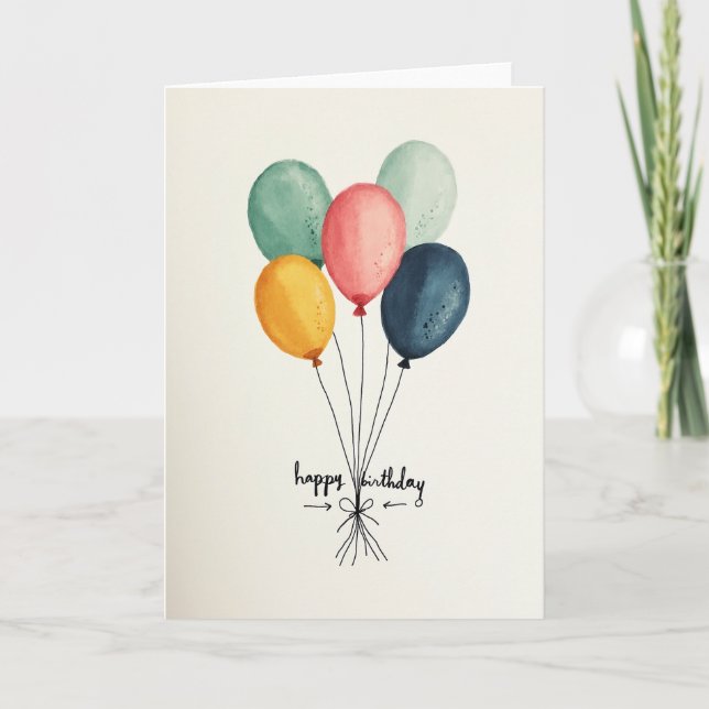 Whimsical Floating Balloon Card (Front)