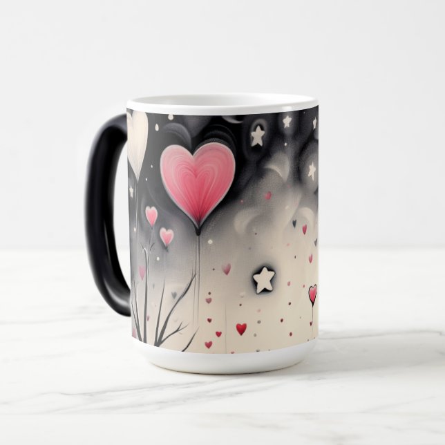 Whimsical Floating Heart Love Color Morph Mug (Front Left)