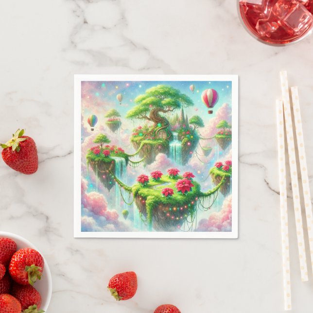 Whimsical Floating Poinsettia Gardens Decoupage Napkins (Insitu)