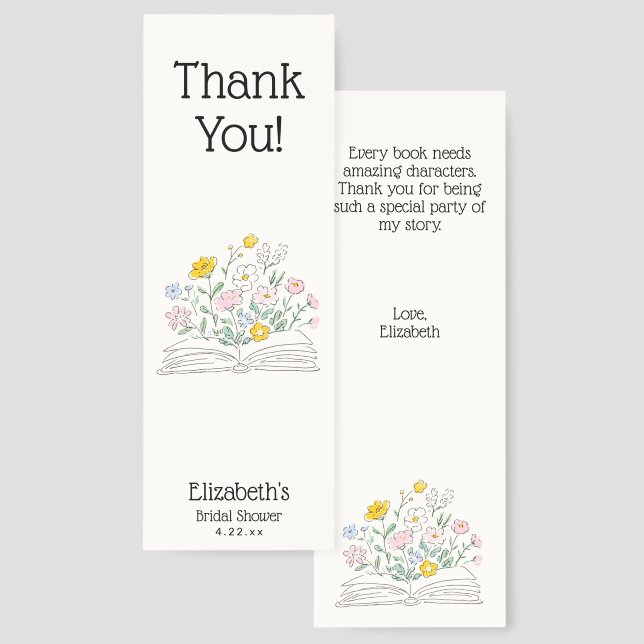 Whimsical Floral A New Chapter Bridal Shower  Bookmarks (Front & Back)