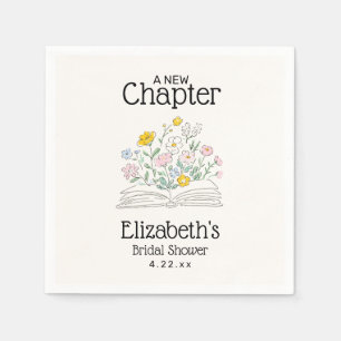 Whimsical Floral A New Chapter Bridal Shower  Napkins