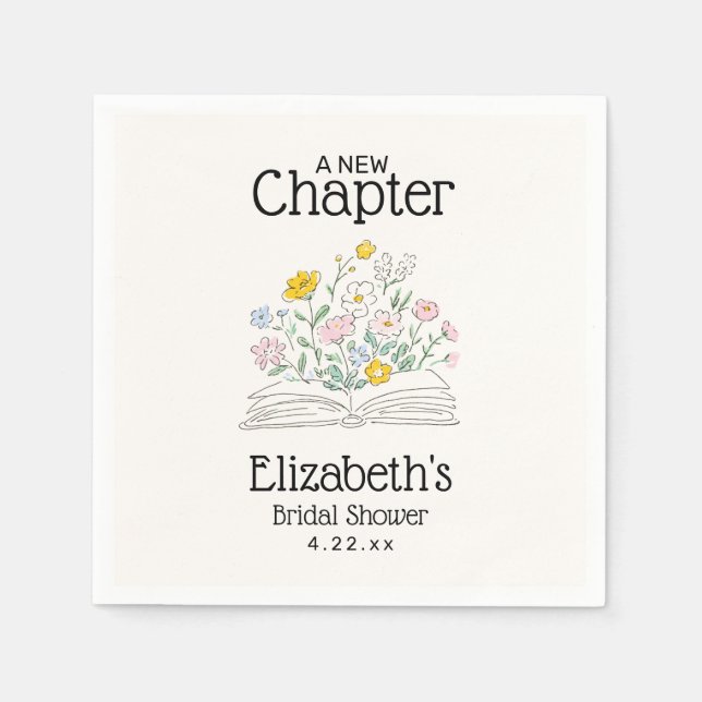 Whimsical Floral A New Chapter Bridal Shower  Napkins (Front)