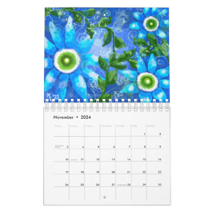 Whimsical Floral Abstract Art 12-Month Calendar
