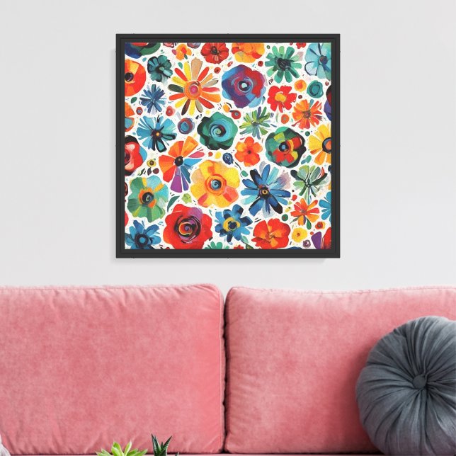 Whimsical Floral Abstract Art  Canvas Print (Insitu(LivingRoom))