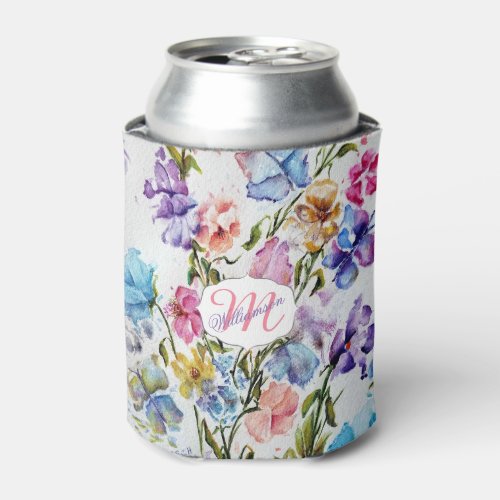 WHIMSICAL FLORAL AND BUTTERFLIES CAN COOLER