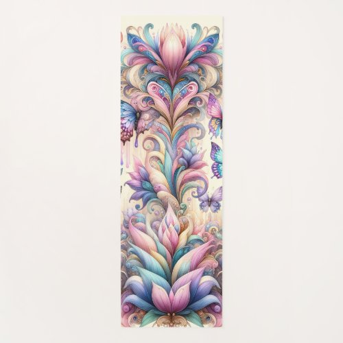Whimsical Floral and Butterfly Exercise Mat