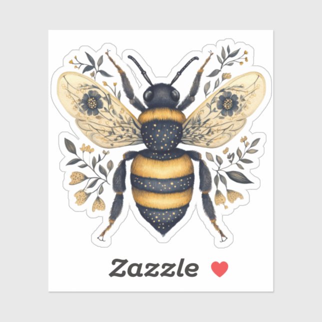 Whimsical Floral Bee Sticker (Sheet)