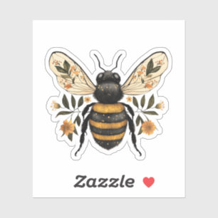 Whimsical Floral Bee Sticker