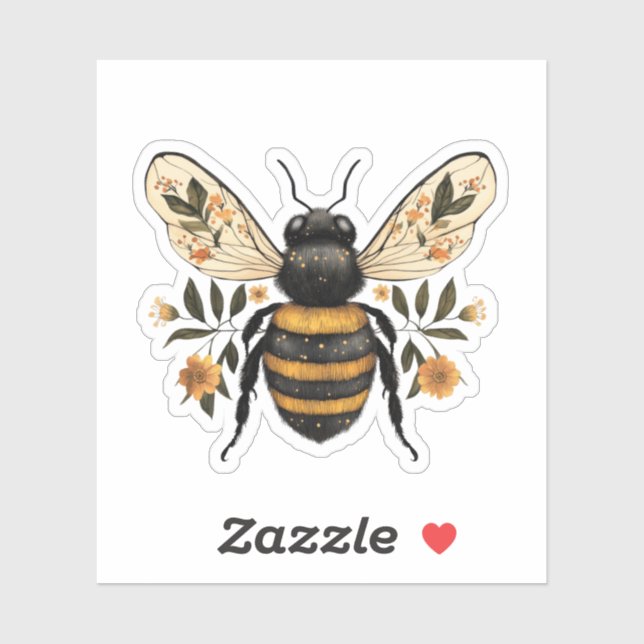 Whimsical Floral Bee Sticker (Sheet)