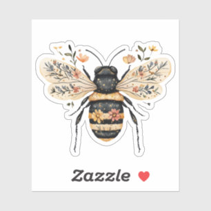 Whimsical Floral Bee Sticker