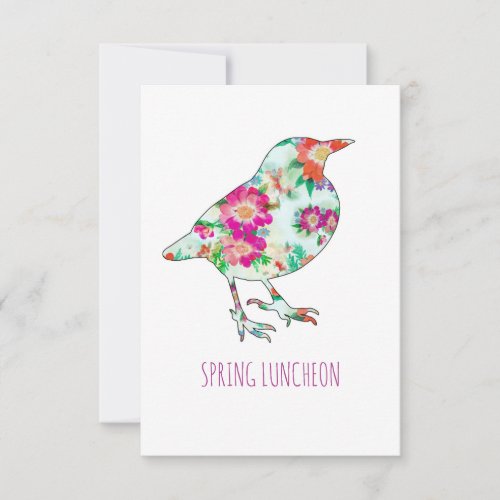 Whimsical Floral Bird Annual Luncheon Invitation