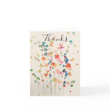 Whimsical Floral Blank Thank You Card
