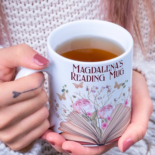 Whimsical Floral Book Lover Bookish Name Reading Coffee Mug