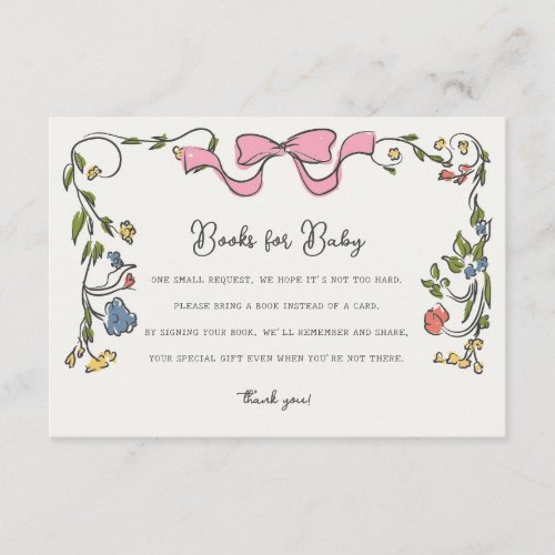 Whimsical Floral Books for Baby Invite Insert