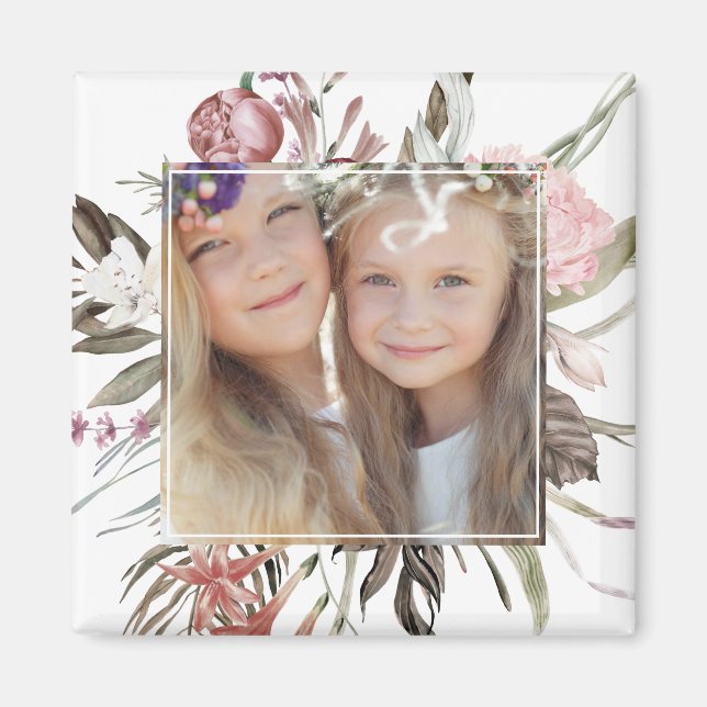 Whimsical Floral Bouquet Photo Magnet (Front)