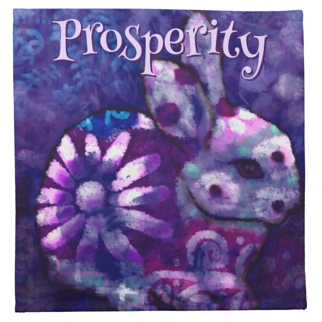 Whimsical Floral Bunny Rabbit Personalized Cloth Napkin (Front)
