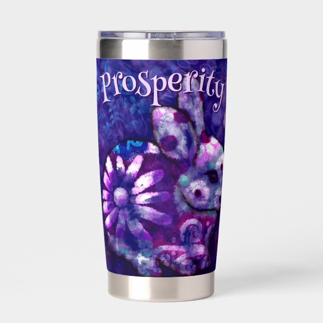 Whimsical Floral Bunny Rabbit Personalized Insulated Tumbler (Back)