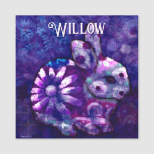 Whimsical Floral Bunny Rabbit Personalized Name Tag
