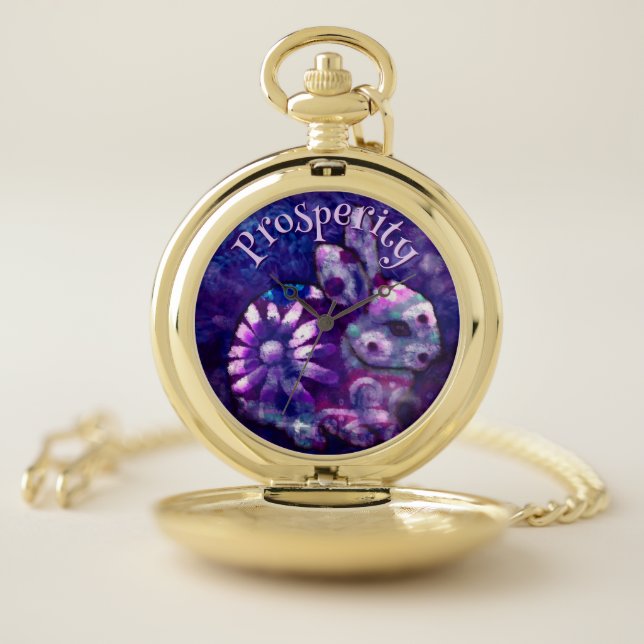 Whimsical Floral Bunny Rabbit Personalized Pocket Watch (Inside)