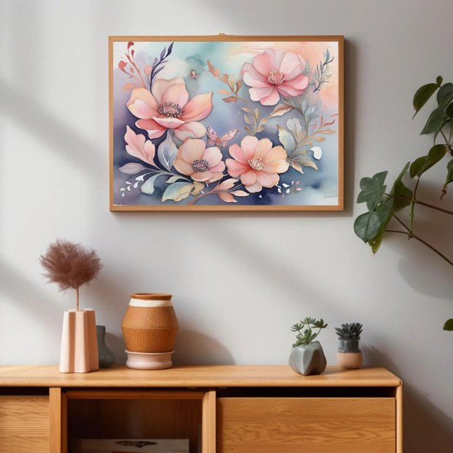 Whimsical Floral Butterfly Art Elegance Poster (Creator Uploaded)