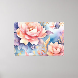Whimsical Floral Butterfly Nature Lovers  Canvas Print