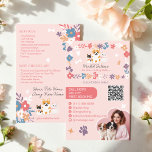 Whimsical floral cute pastel pet sitter dog walker flyer<br><div class="desc">Elevate your pet care business with this adorable, illustrated pet sitter and dog walker flyer. Featuring a charming design of playful pets surrounded by whimsical flowers in a fully editable color palette, this flyer is perfect for grabbing attention and showcasing your services. The front highlights essential contact information, social media...</div>