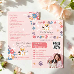 Whimsical floral cute pastel pet sitter dog walker flyer