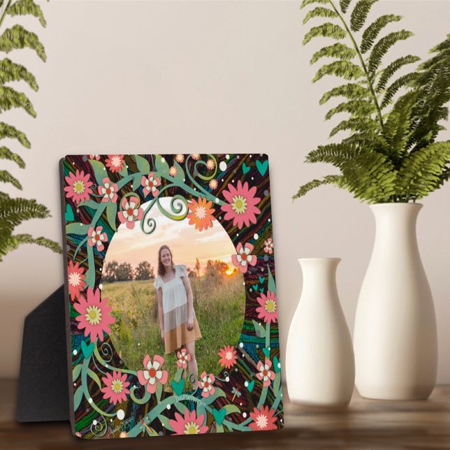  Whimsical Floral Cute Photo Customized Plaque (Creator Uploaded)
