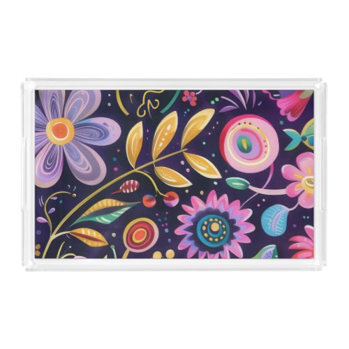 Whimsical Floral design  Acrylic Tray