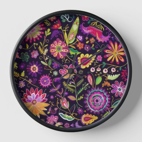 Whimsical floral design clock