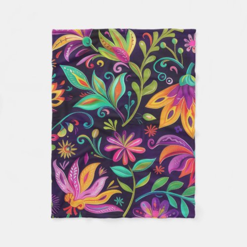 Whimsical Floral design  Fleece Blanket