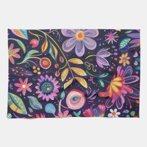 Whimsical Floral design  Kitchen Towel