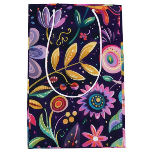 Whimsical Floral design  Medium Gift Bag