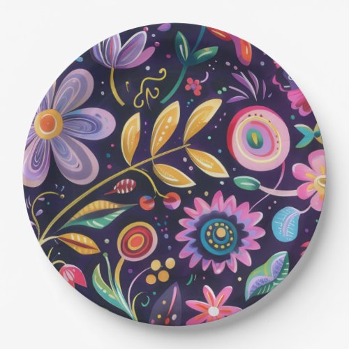 Whimsical Floral design  Paper Plates