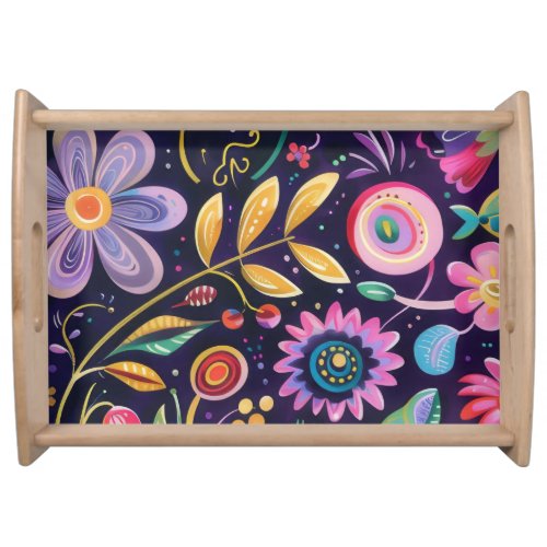 Whimsical Floral design  Serving Tray